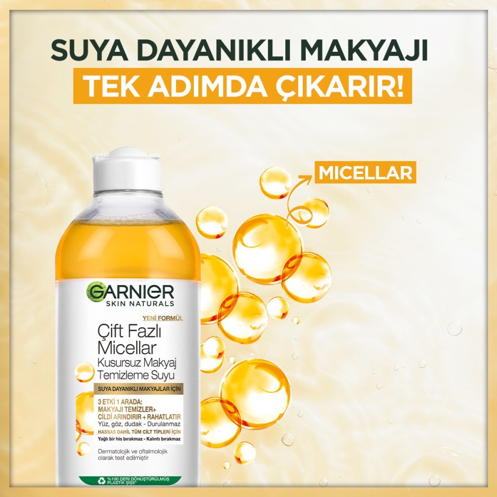 Garnier Skin Naturals Çift Fazlı Micellar Kusursuz Makyaj Temizleme Suyu 400 ml