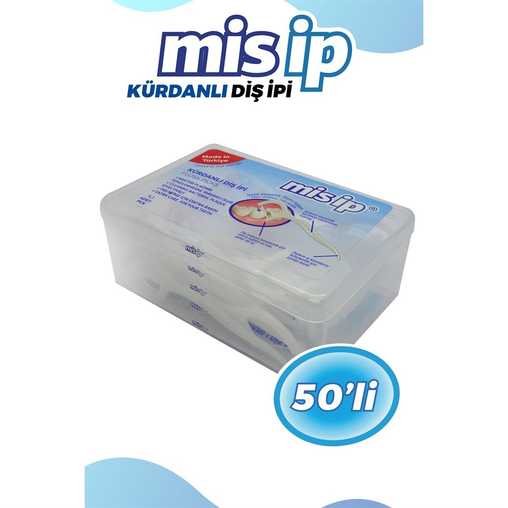 Misip Kürdanlı Diş İpi Kutulu Floss Picks 50li