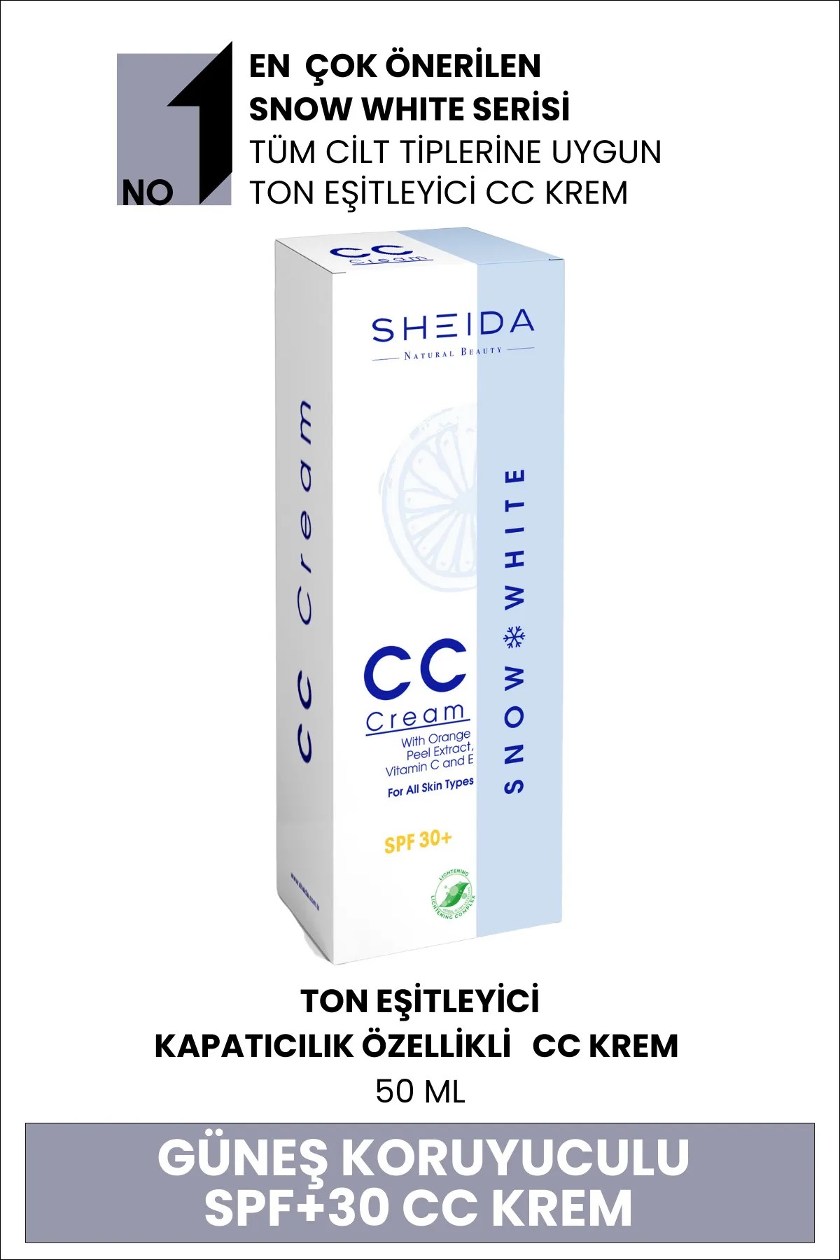 Sheida Snow White Leke Açıcı Cc Krem Spf 30+ 50ml