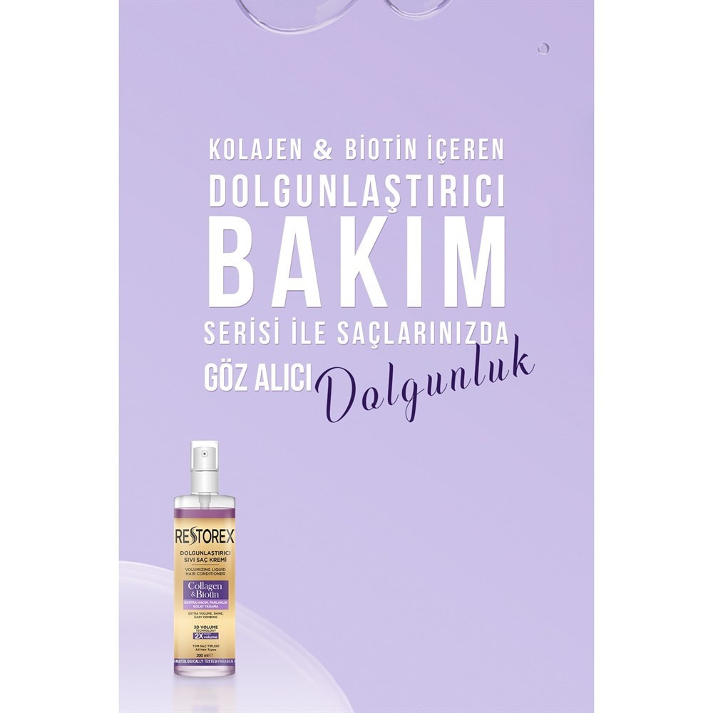 Restorex Dolgunlaştırıcı Sıvı Saç Bakım Kremi Kalojen &amp; Biotin Özlü 200 ml