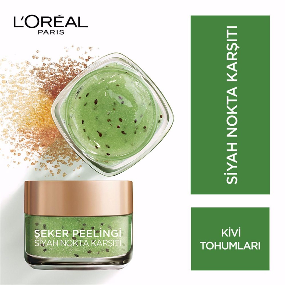 Loreal Paris Şeker Peelingi Siyah Nokta Karşıtı Kivi Tohumu Özlü 50 ml