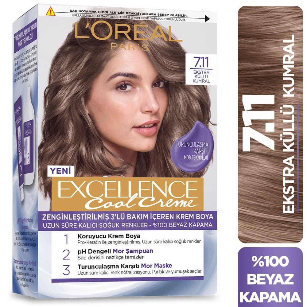 Loreal Paris Excellence Cool Creme Saç Boyası 7.11 Ekstra Küllü Kumral