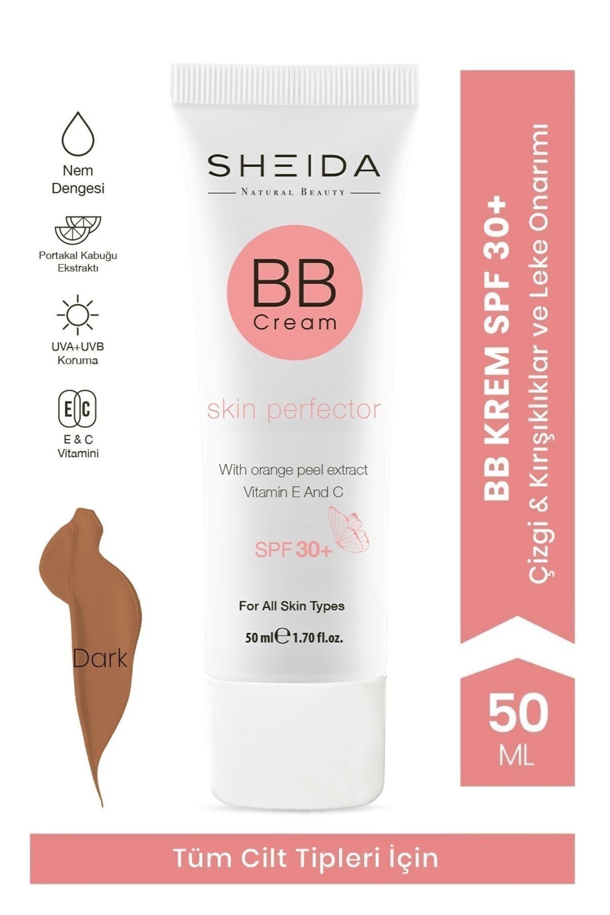 Sheida Bb Cream Dark (KOYU RENK) - Spf 30 Koruma, Leke Onarıcı, Mükemmel Kapatıcılık