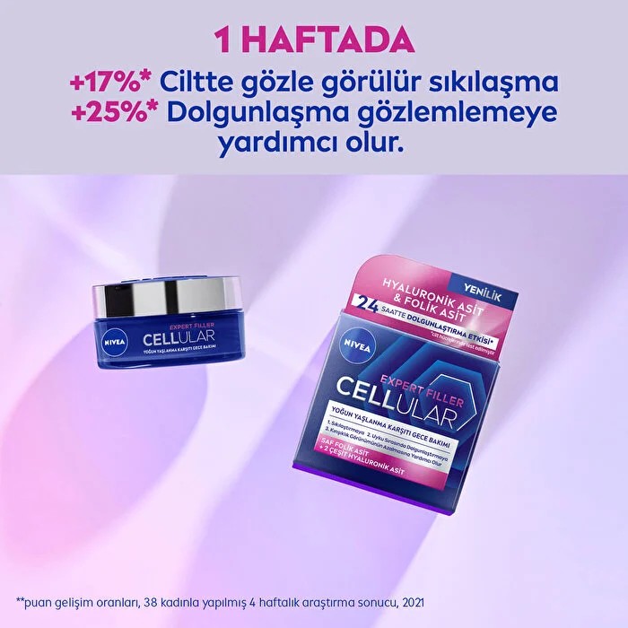 Nivea Cellular Expert Filler Sıkılaştırıcı Yaşlanma Karşıtı Gece Yüz Bakım Kremi 50 ml