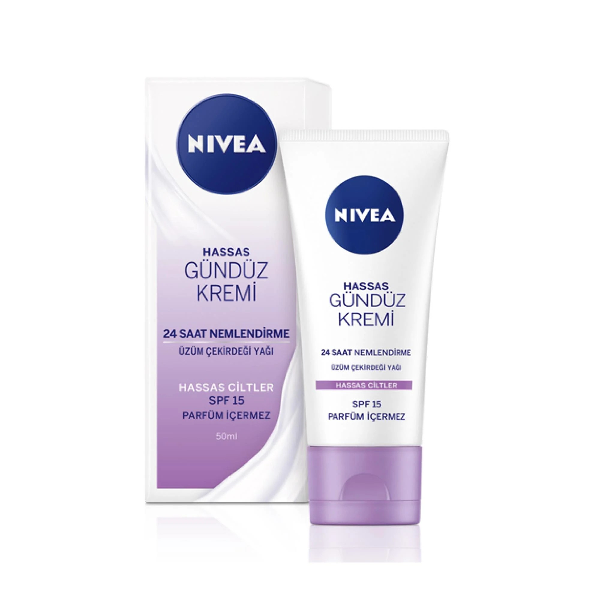 Nivea Hassas Gündüz Kremi 24 saat Nemlendirme Spf 15 50ml