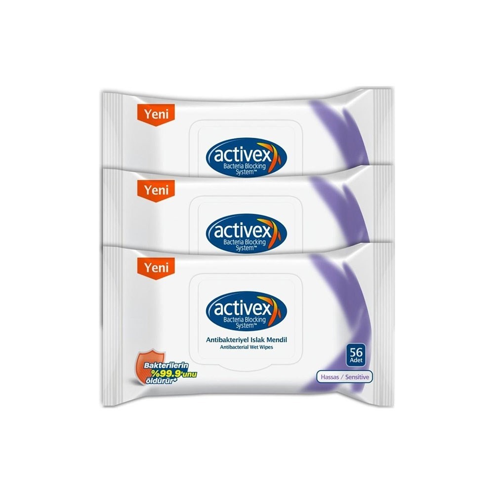 Activex Antibakteriyel Islak Mendil 3lü Paket Hassas