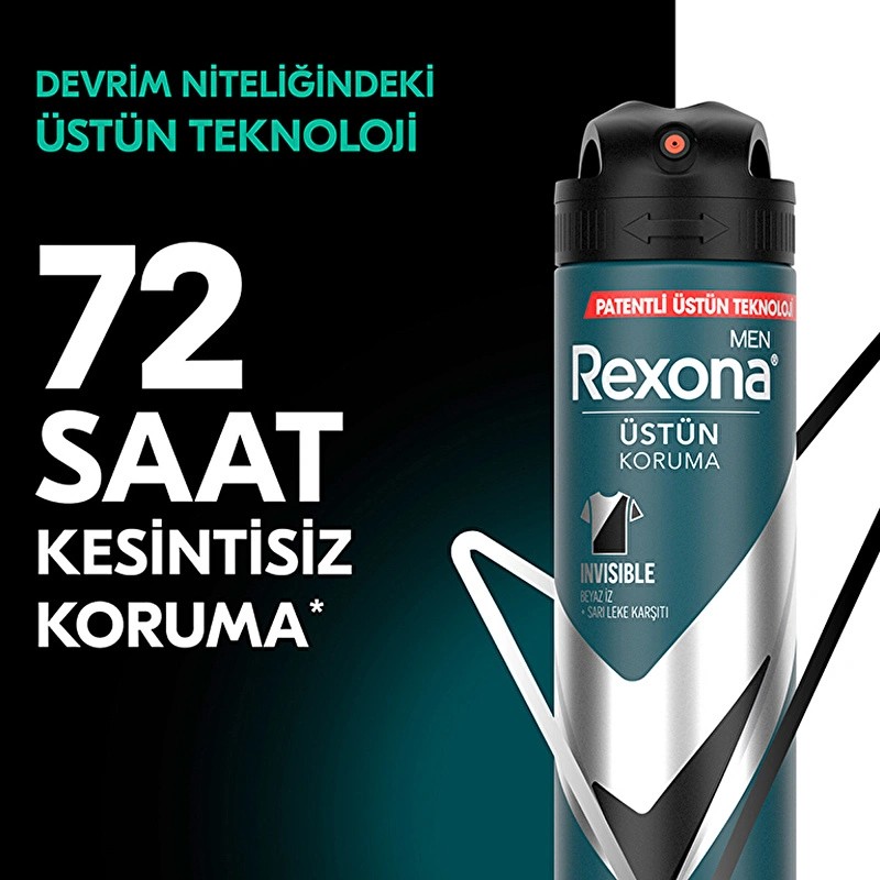 Rexona Men Erkek Sprey Deodorant Invisible Black & White 72 Saat Kesintisiz Koruma 150 ml