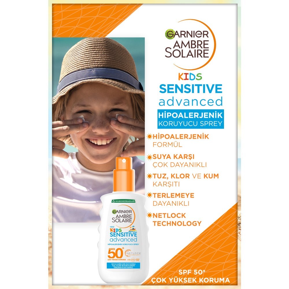 Garnier Ambre Solaire Kids-Çocuk Sensitive Advanced Güneş Koruyucu Sprey +Spf50 200 ml