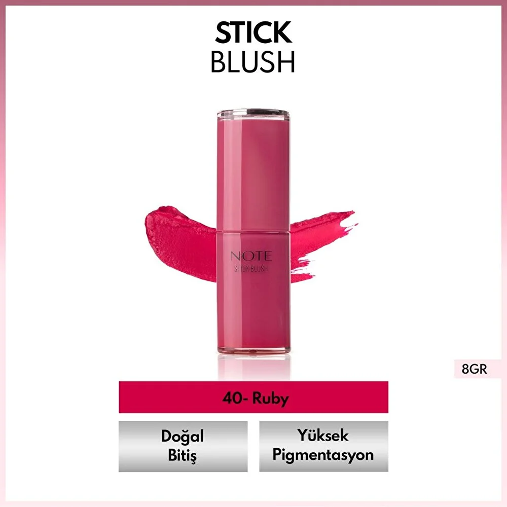 Note Stick Blush Nemlendirici Yumuşak Stick Allık 40 Ruby