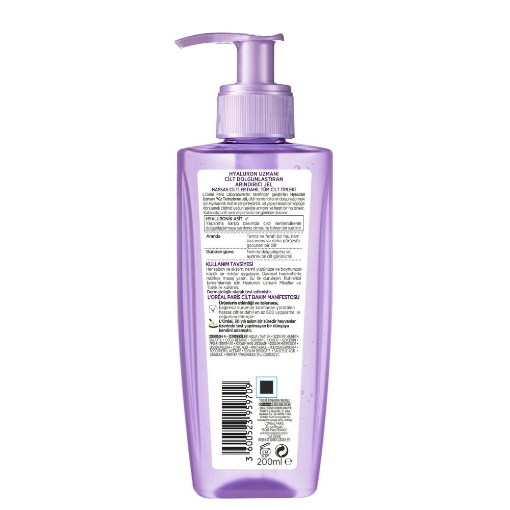 Loreal Paris Yüz Yıkama Jeli Hyaluron Uzmanı 200 ml