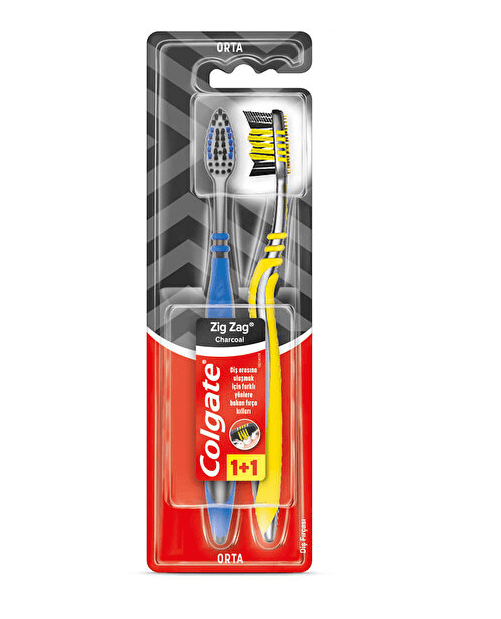 Colgate ZigZag Charcoal Orta Diş Fırçası 1+1