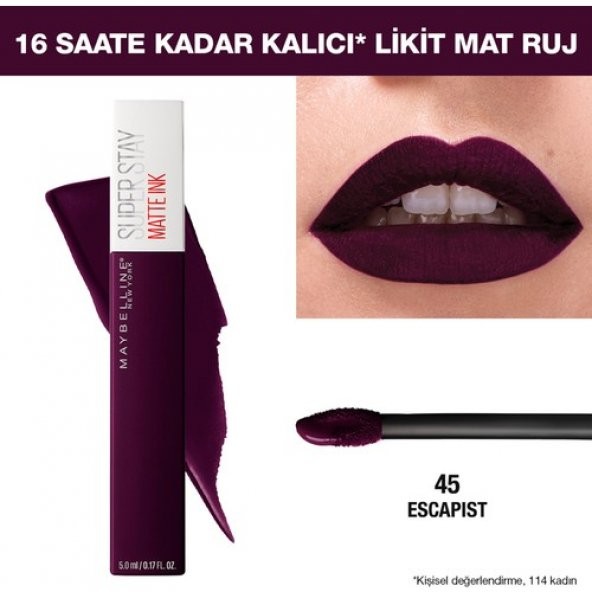 Maybelline Likit Mat Ruj SuperStay Matte Ink Liquid Lipstick 45 Escapist