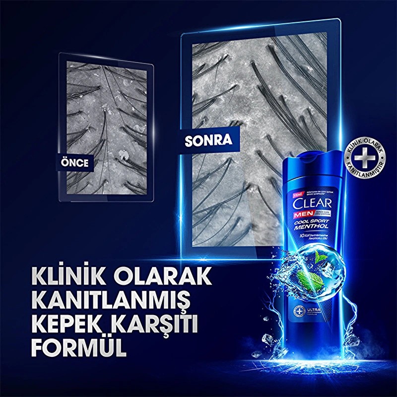 Clear Men Kepeğe Karşı Etkili Şampuan Cool Sport Menthol Ferahlatıcı Mentol Etkisi 350 ml