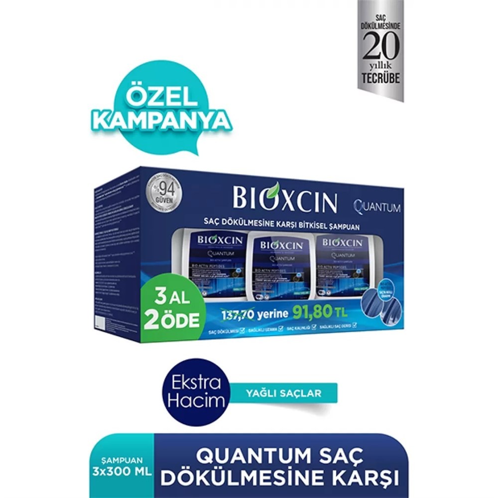 Bioxcin Quantum Yağlı Şampuan 3Al 2 Öde 300 ml