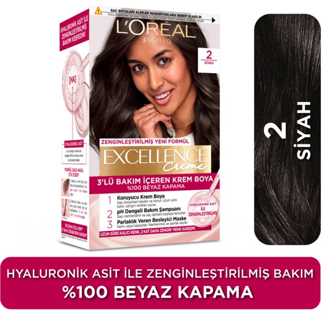 Loreal Paris Excellence Creme Saç Boyası 2 Siyah