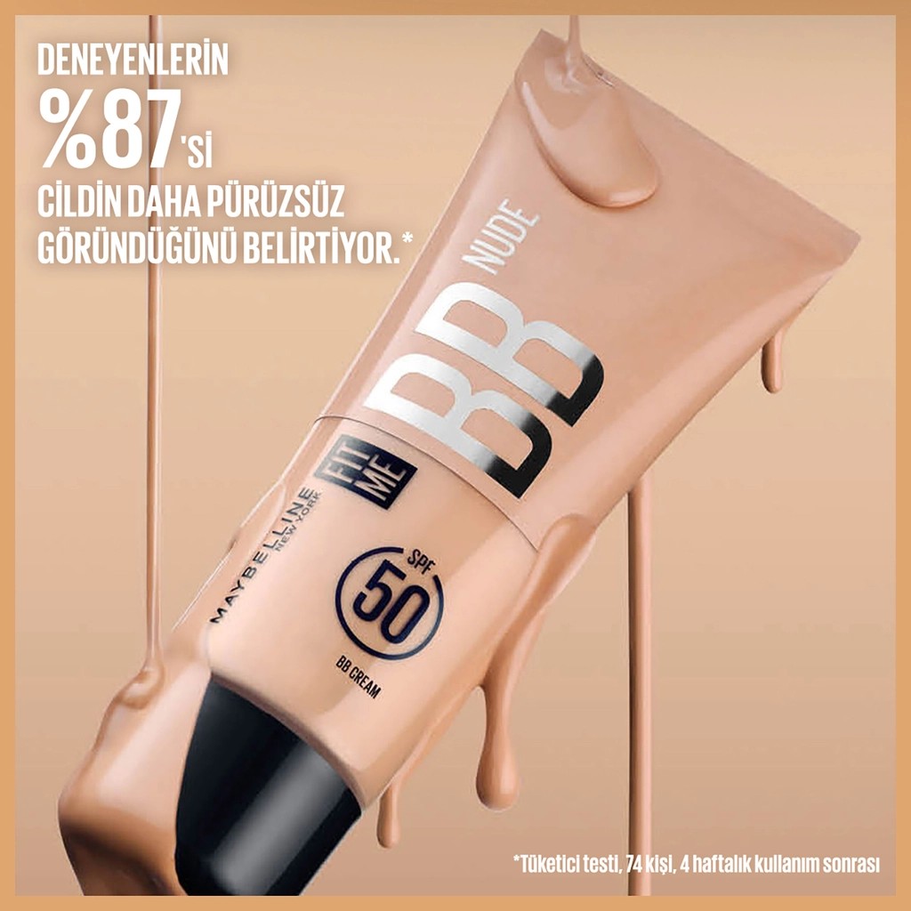 Maybelline New York Fit Me Nude Cilt Bakımı Etkili Nemlendirici SPF50 BB Krem 20