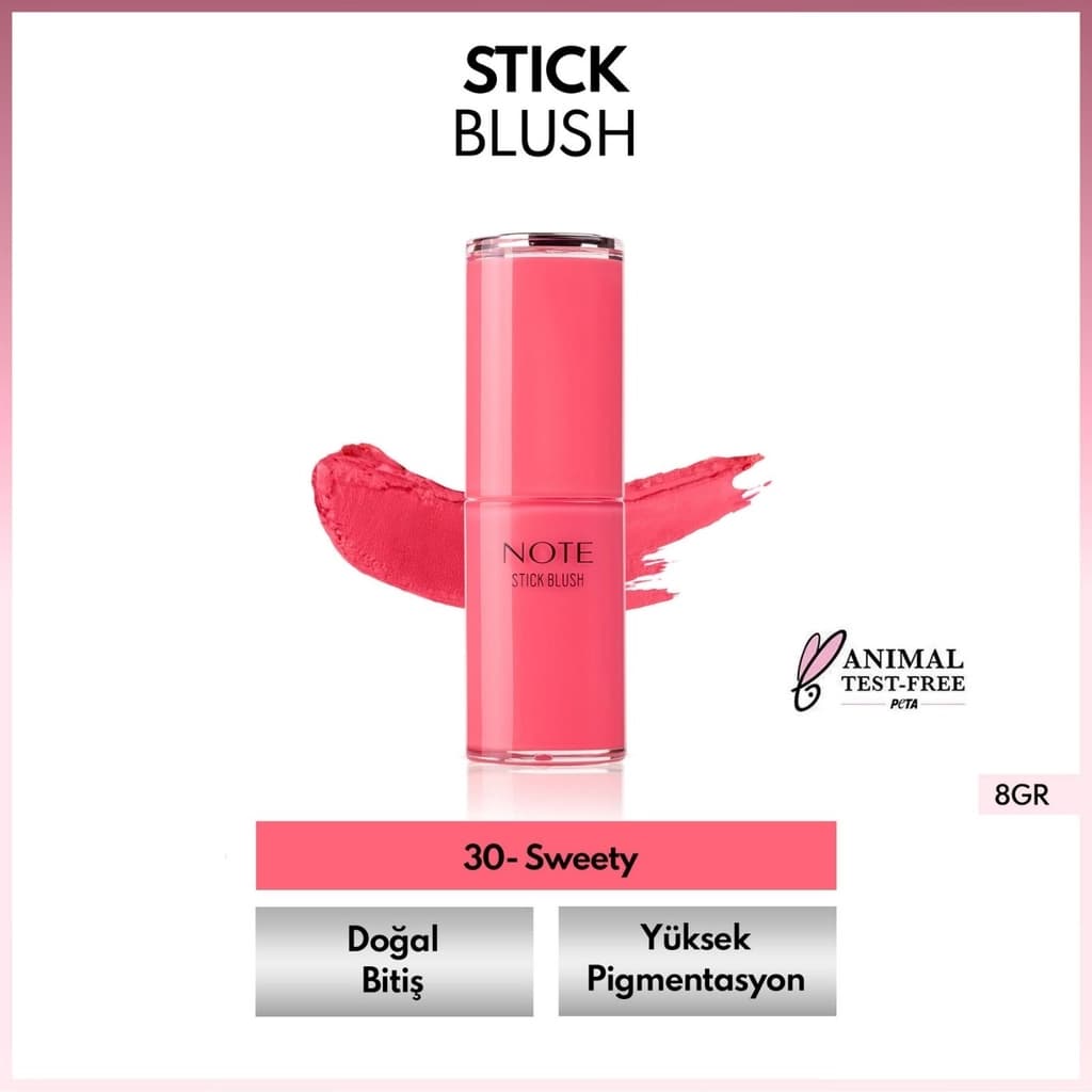 Note Stick Blush Nemlendirici Yumuşak Stick Allık 30 Sweety