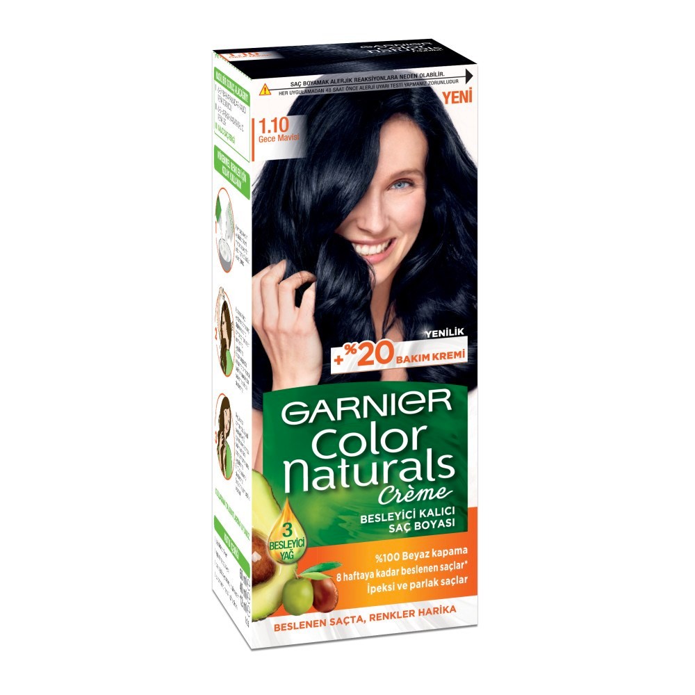 Garnier Color Naturals Besleyici Kalıcı Saç Boyası 1.10 Gece Mavisi