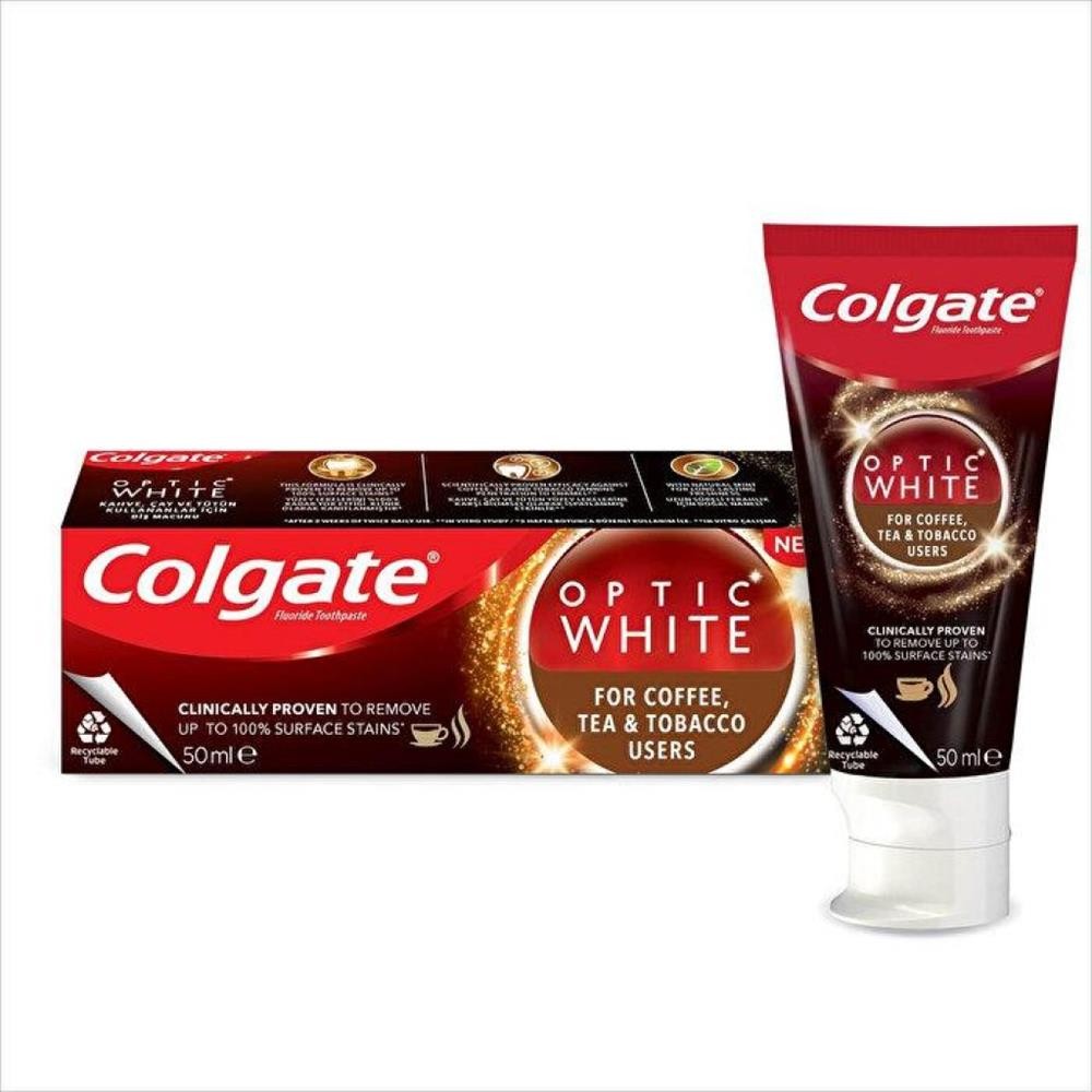 Colgate Diş Macunu Optic White Kahve &amp; Çay &amp; Tütün Kullananlar İçin 50 ml