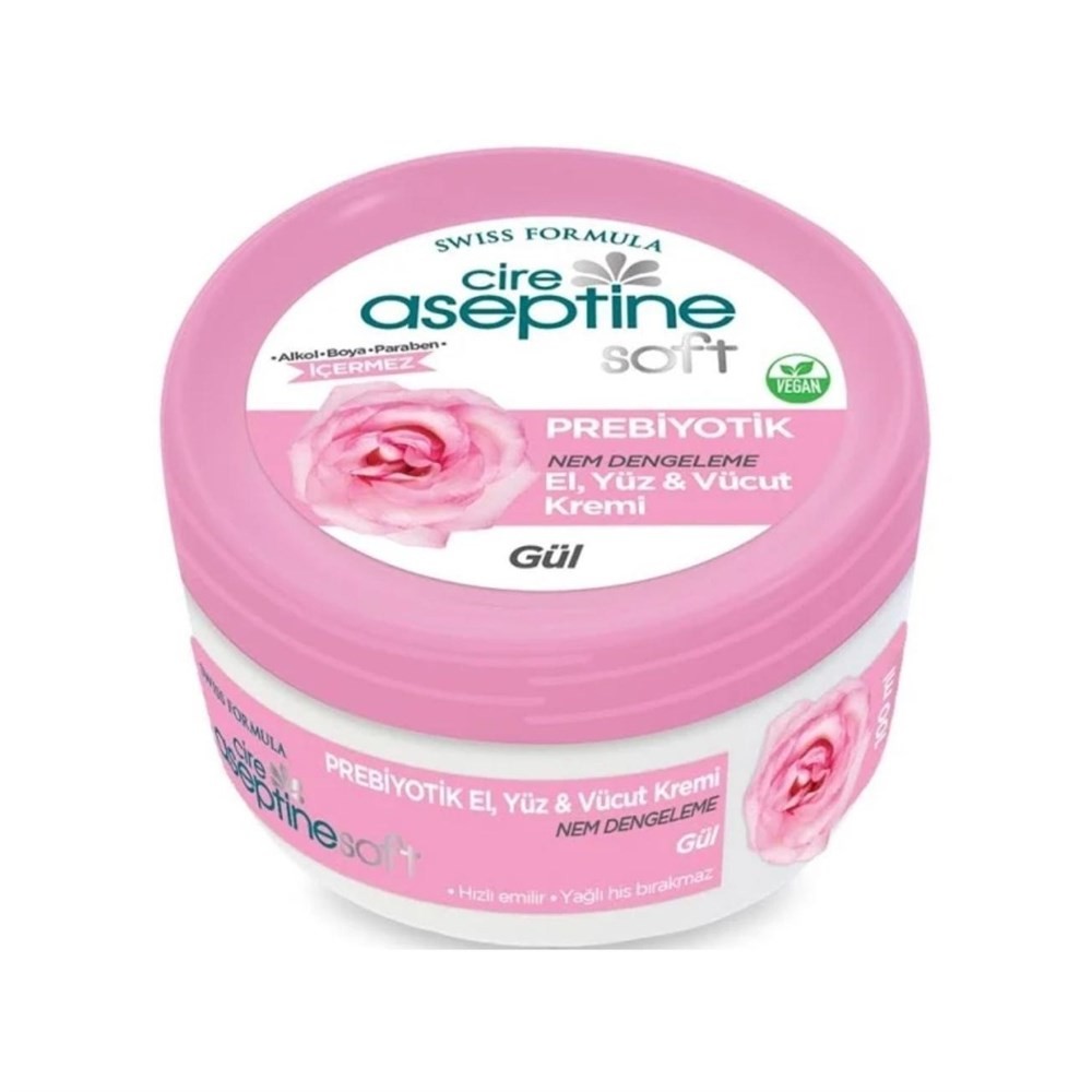 Cire Aseptine Prebiyotik Soft Krem Gül El, Yüz ve Vücut 300 ml