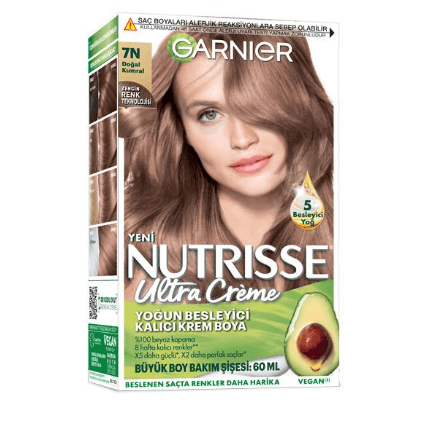 Garnier Nutrisse Yoğun Besleyici Kalıcı Krem Saç Boyası 7N Doğal Kumral