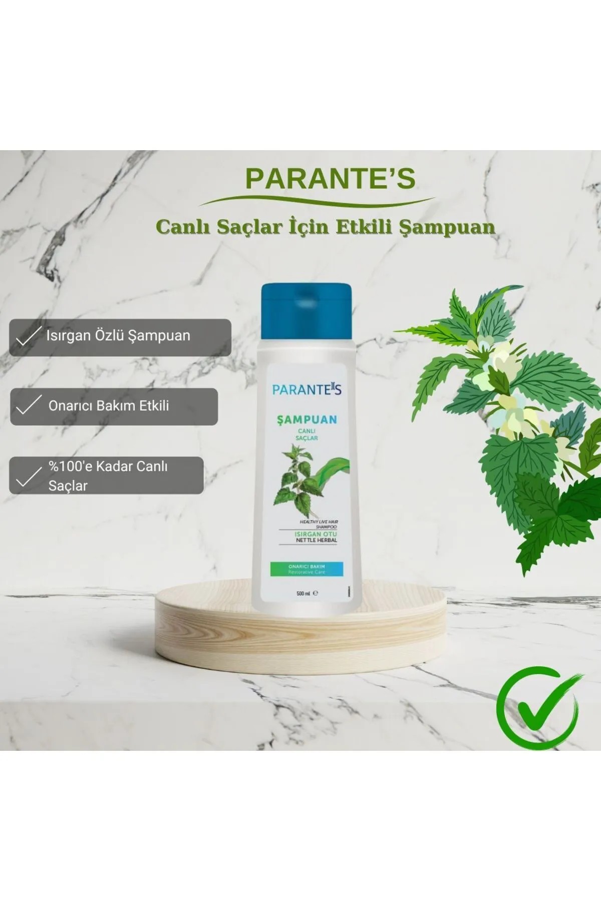 Parantes Şampuan - Onarıcı Bakım ve Canlandırıcı Etki Isırgan Otu Özlü 500 ml