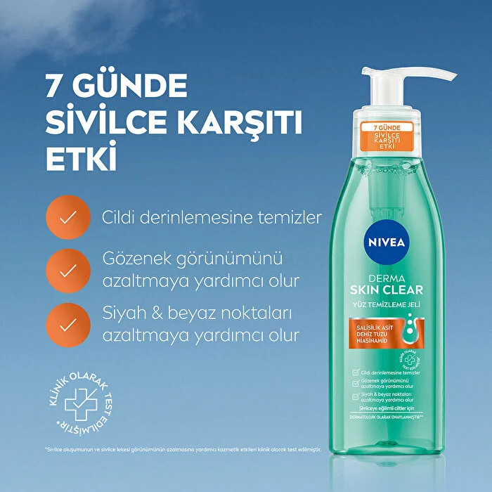 Nivea Derma Skin Clear Sivilce Karşıtı Yüz Temizleme Jeli Niasinamid ve Salisilik Asit 150 ml