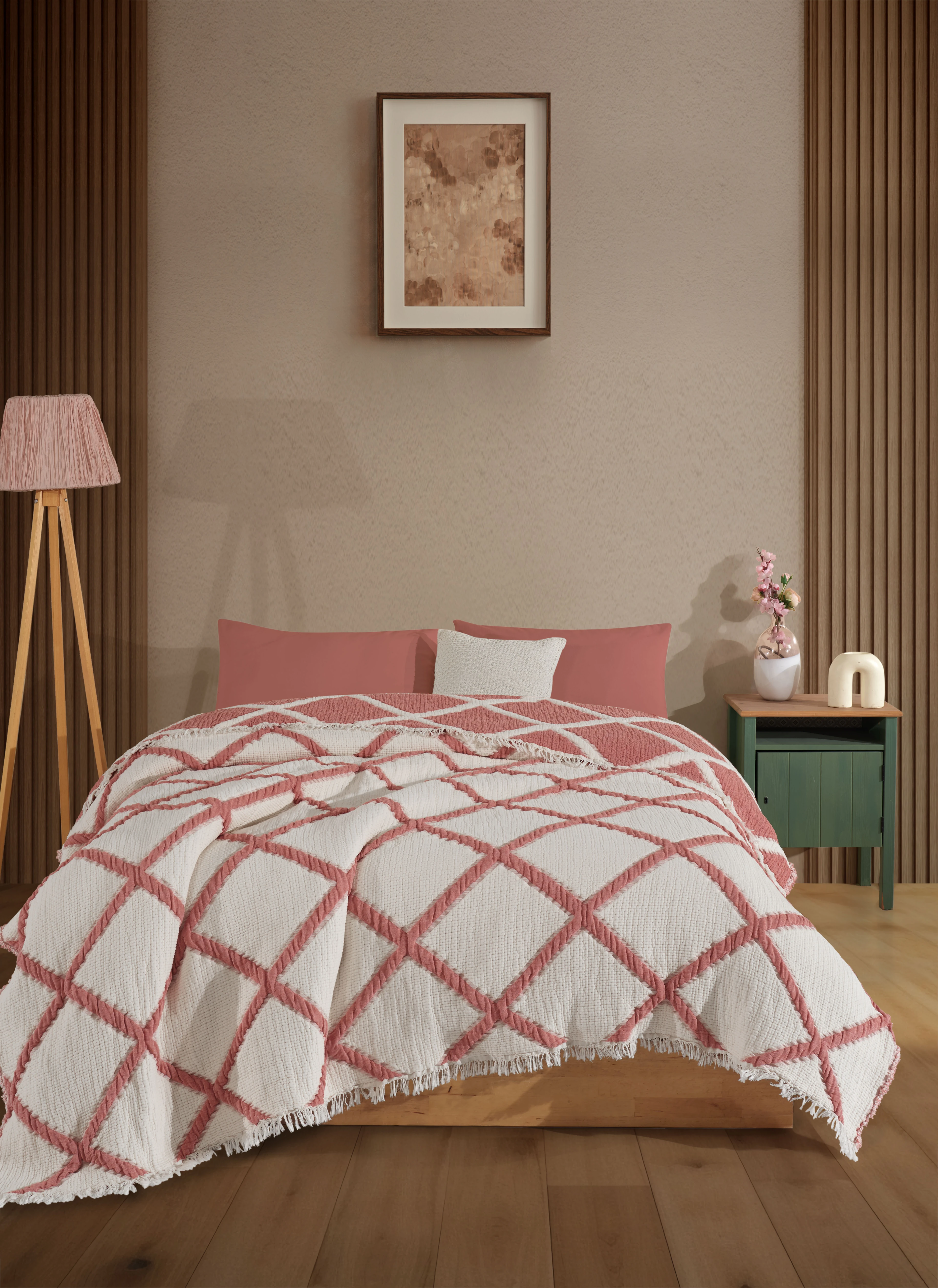 Çift Taraflı, Jakar Desenli, 5 Katlı, Dolgulu Müslin Battaniye, Çok Amaçlı Battaniye, Battal boy ( 220 x 240 cm )