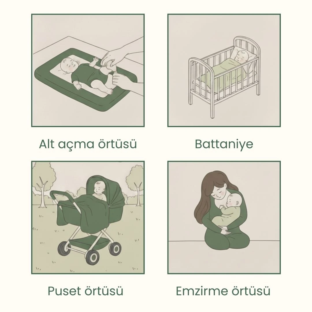 4 Katlı 100 x 110 CM Bebek Müslin Örtü Pamuklu Çok Amaçlı Bebek Battaniyesi