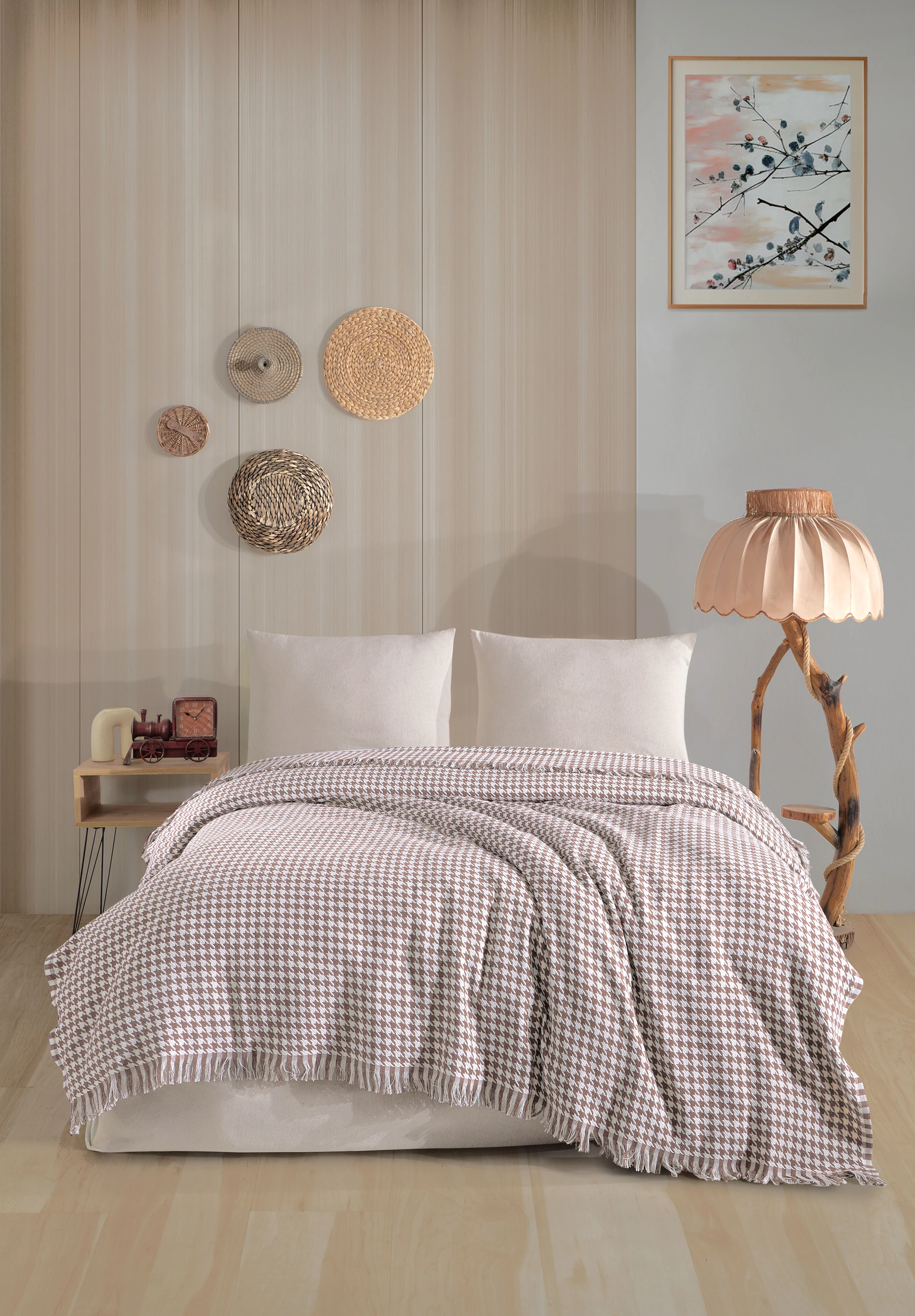 Kazayağı Desenli Çok Amaçlı Pike, Yatak Örtüsü, Koltuk Örtüsü, TV Battaniyesi