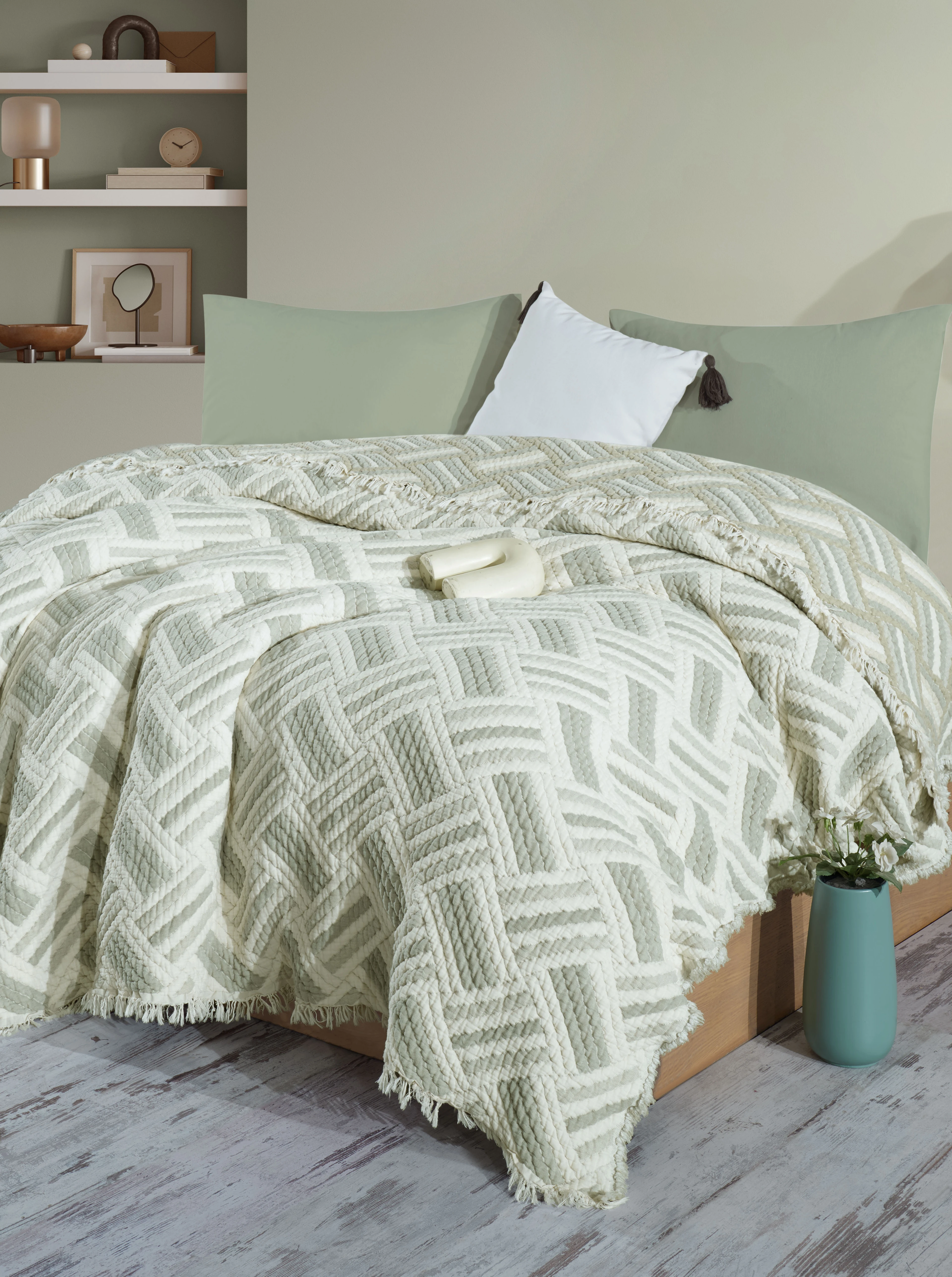 Çift Taraflı, Jakar Desenli, 5 Katlı, Dolgulu Müslin Battaniye, Çok Amaçlı Battaniye, Battal boy ( 220 x 240 cm )