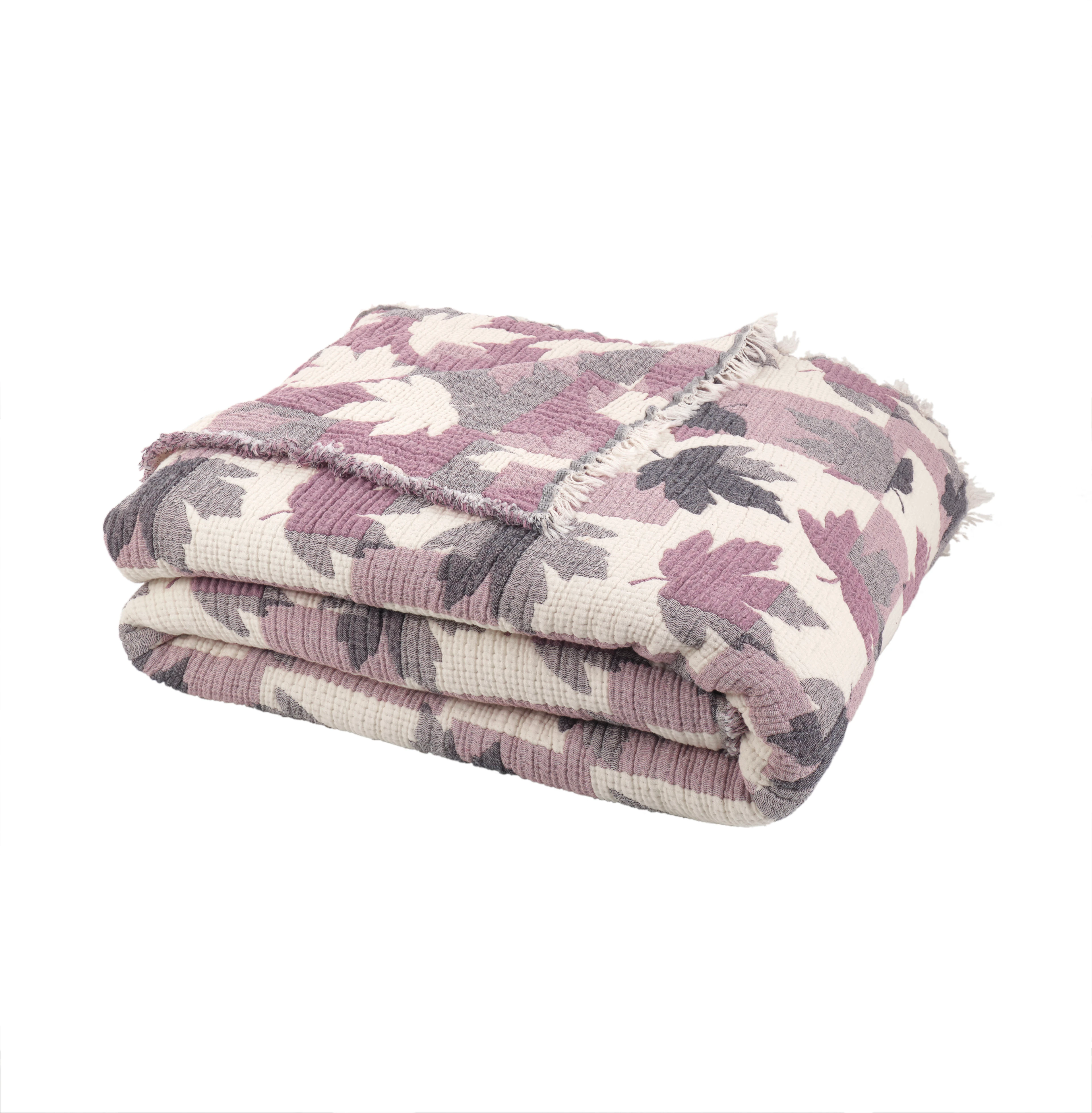 Çift Taraflı, Jakar Desenli, 5 Katlı, Dolgulu Müslin Battaniye, Çok Amaçlı Battaniye, Battal boy ( 220 x 240 cm )