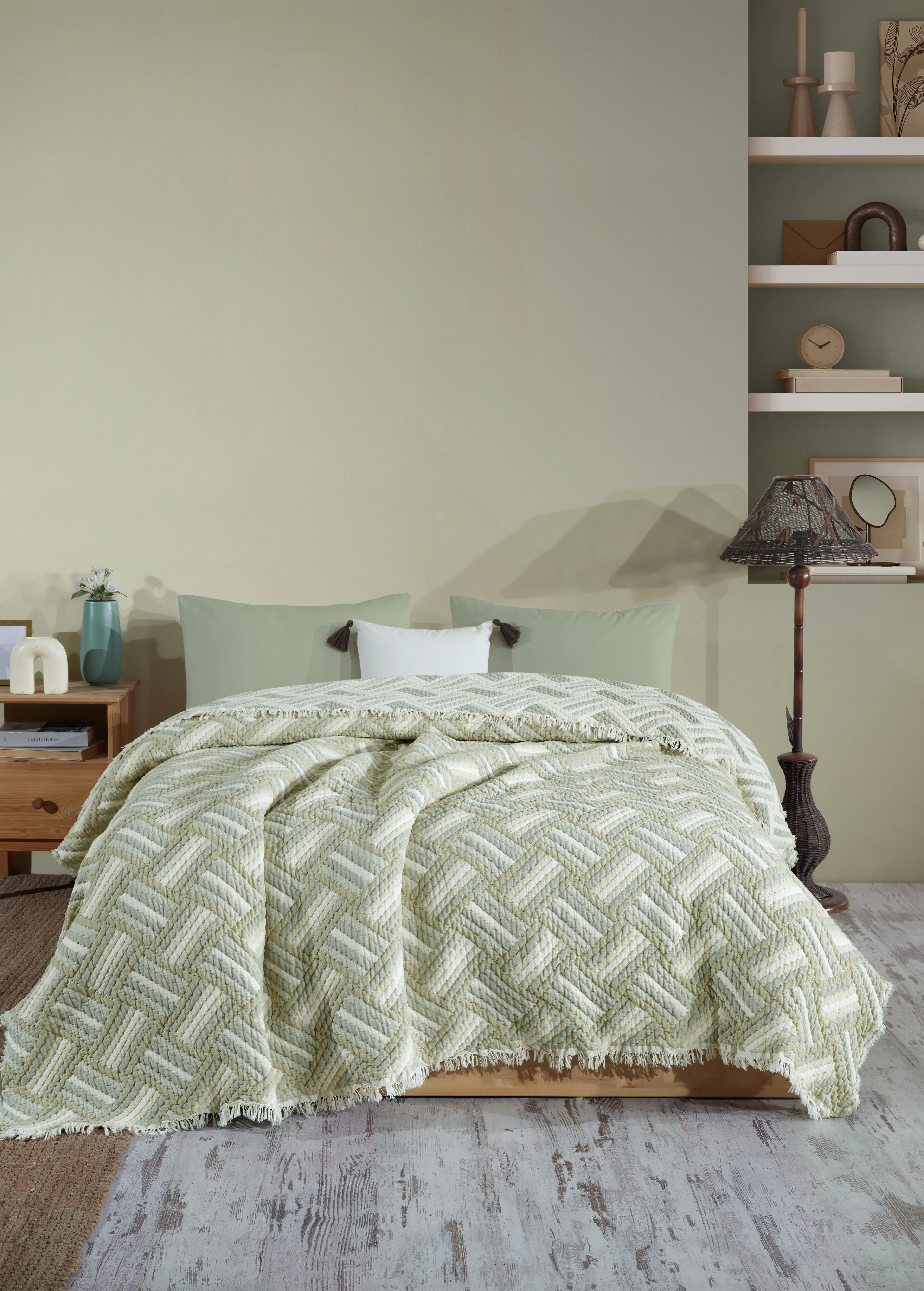 Çift Taraflı, Jakar Desenli, 5 Katlı, Dolgulu Müslin Battaniye, Çok Amaçlı Battaniye, Battal boy ( 220 x 240 cm )