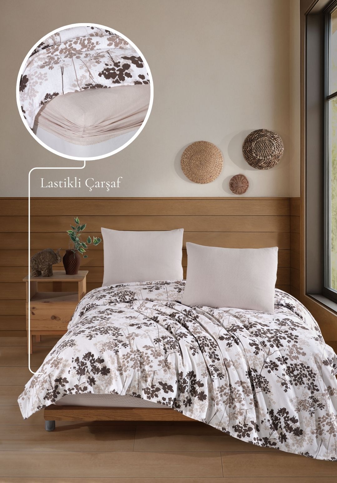 Çift Kişilik Pike Takımı - Pike, Lastikli Çarşaf, Yastık - 4 Parça