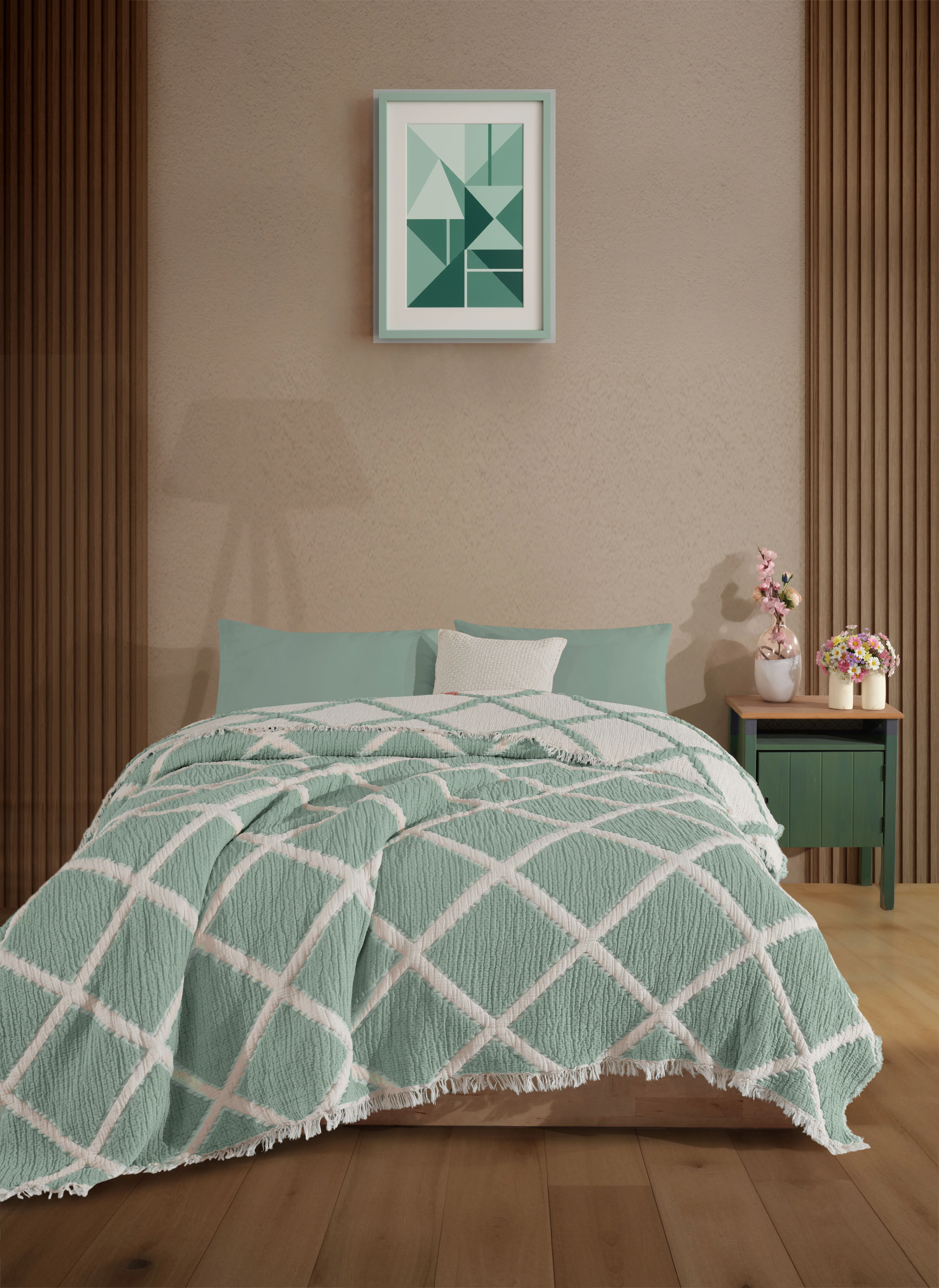 Çift Taraflı, Jakar Desenli, 5 Katlı, Dolgulu Müslin Battaniye, Çok Amaçlı Battaniye, Battal boy ( 220 x 240 cm )