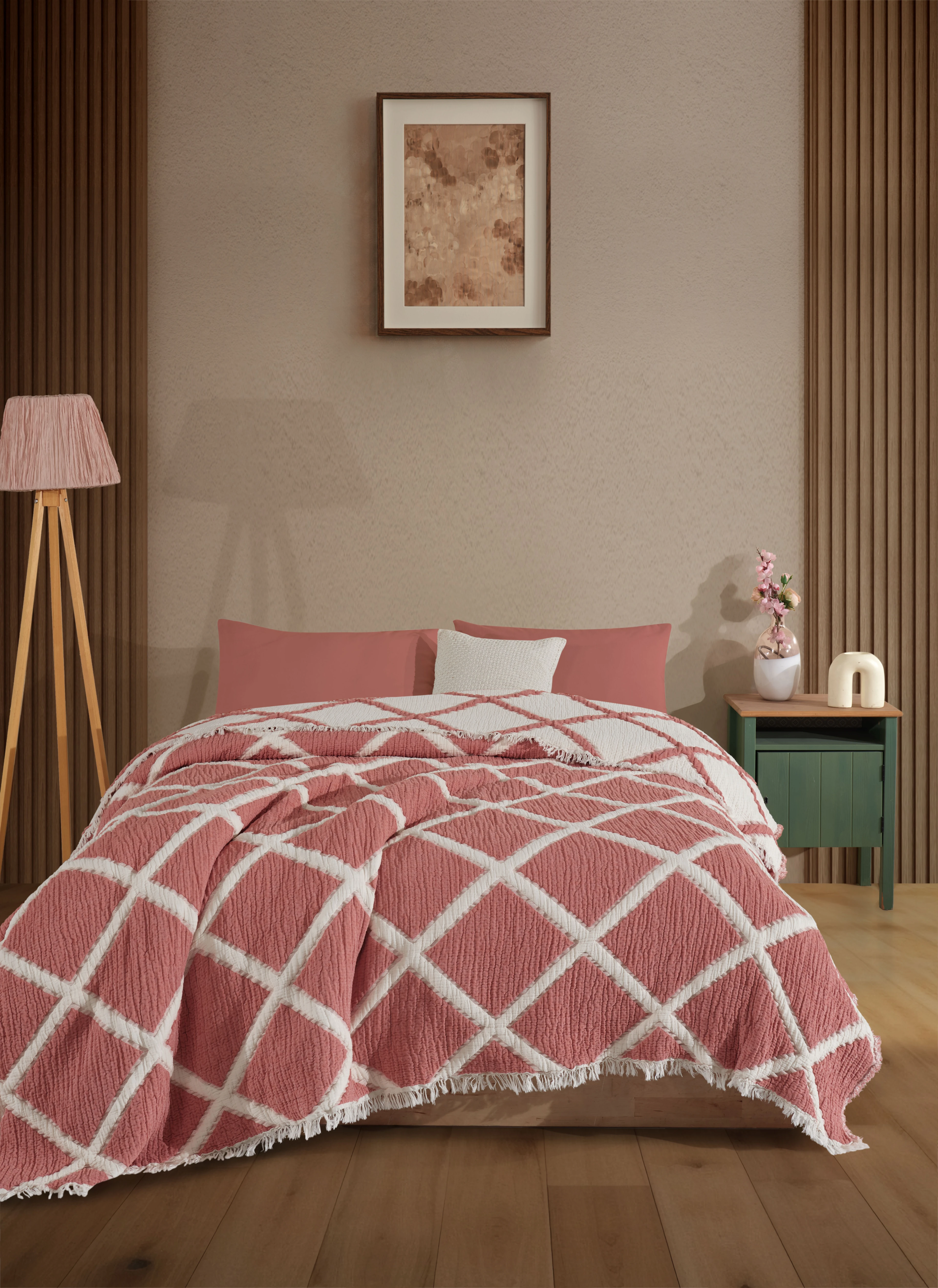 Çift Taraflı, Jakar Desenli, 5 Katlı, Dolgulu Müslin Battaniye, Çok Amaçlı Battaniye, Battal boy ( 220 x 240 cm )