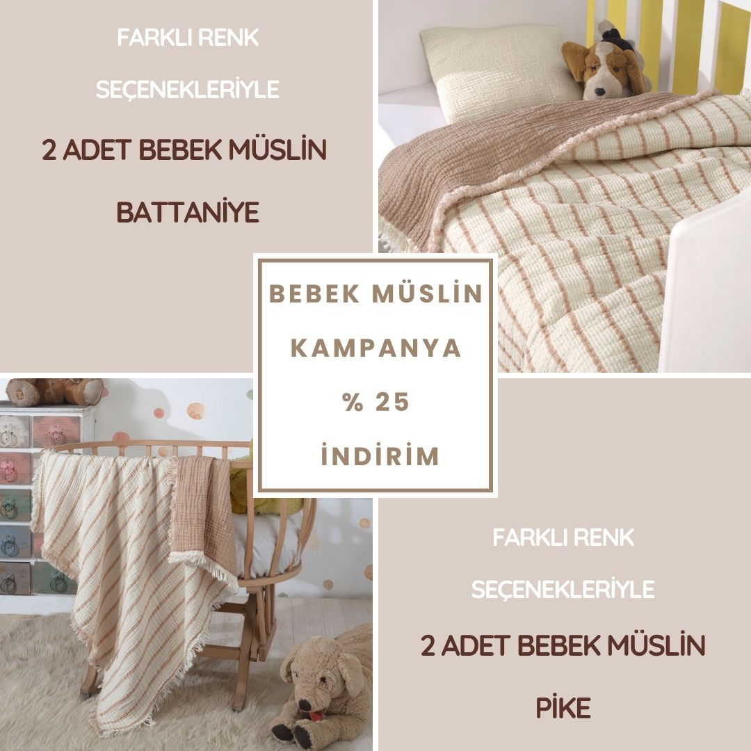 2'şer Adet Bebek Müslin Pike ve Battaniye ( 4 adet )