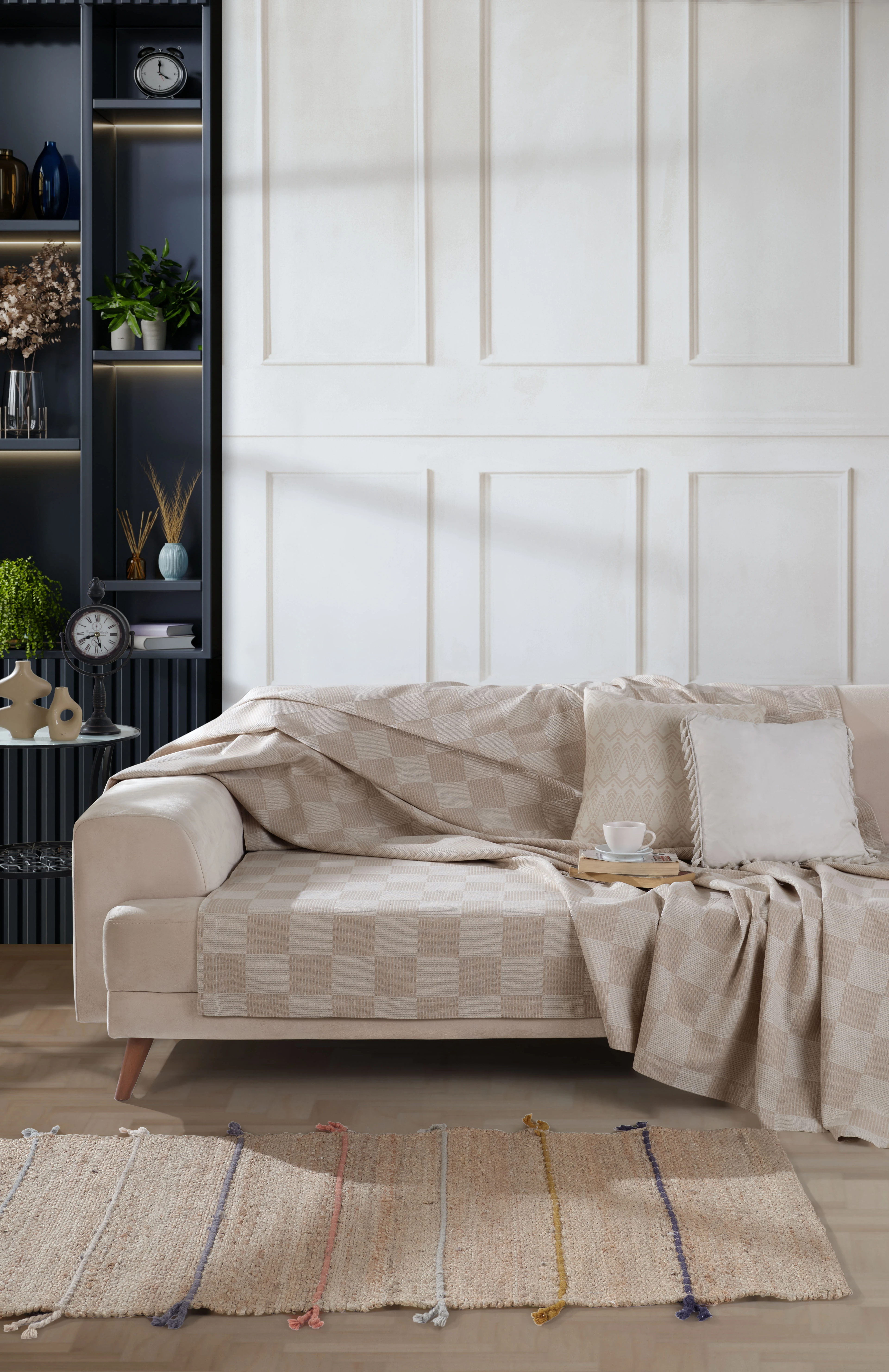 Dama Desenli Çok Amaçlı Pike, Koltuk Örtüsü, Tv Battaniyesi