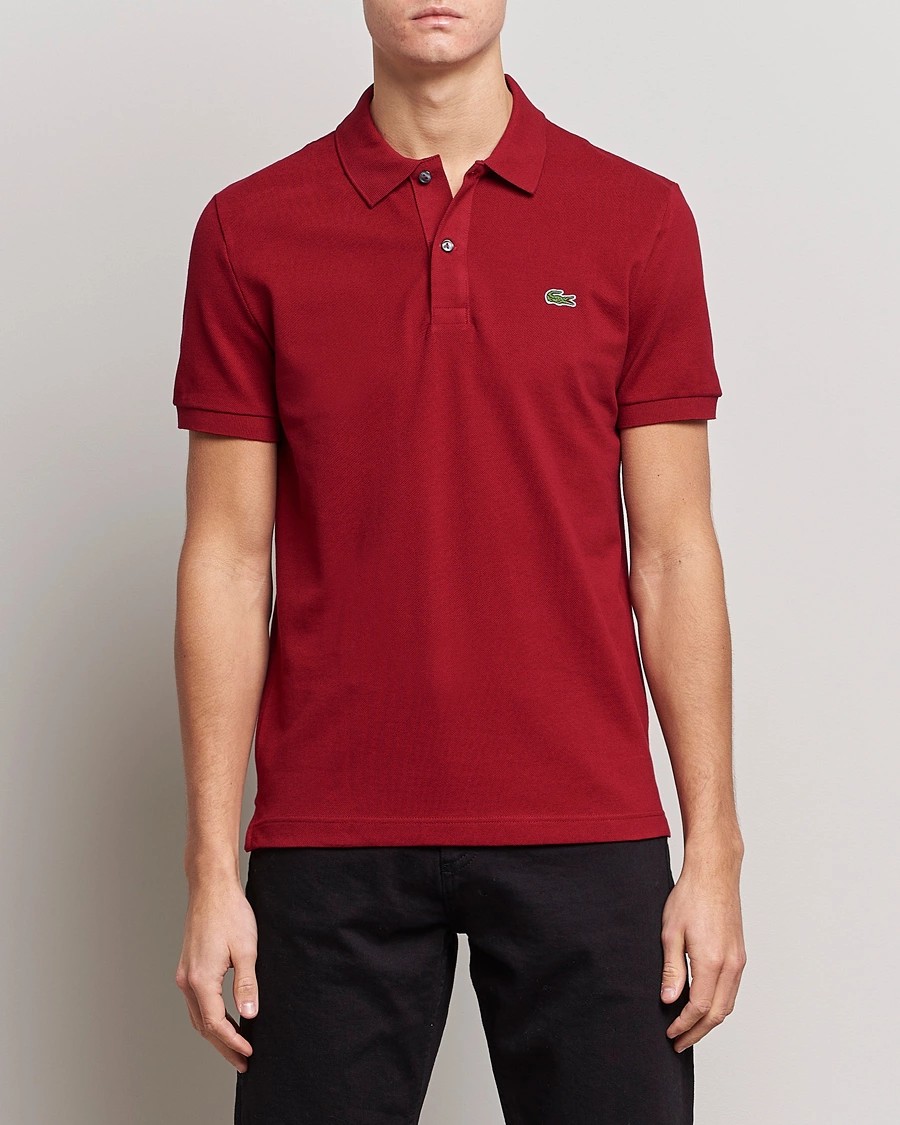 L.12.12 Erkek Slim Fit Bordo Polo Yaka T-Shirt