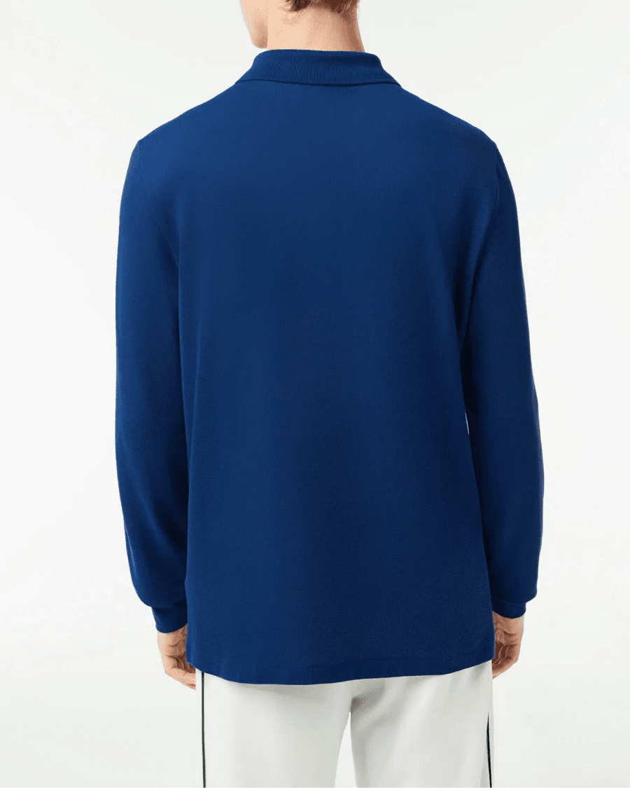 Polo Yaka Erkek Klasik Fit Uzun Kollu Mavi Sweatshirt
