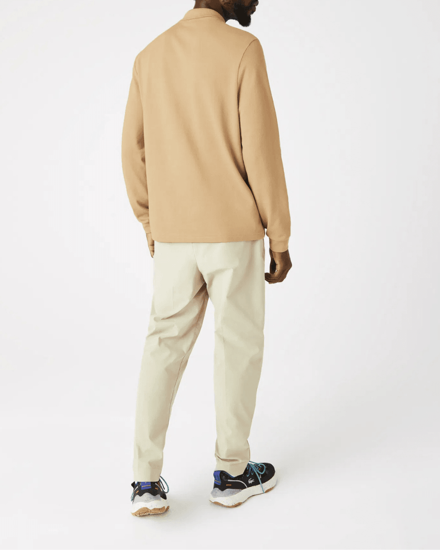 Polo Yaka Erkek Klasik Fit Uzun Kollu Bej Sweatshirt