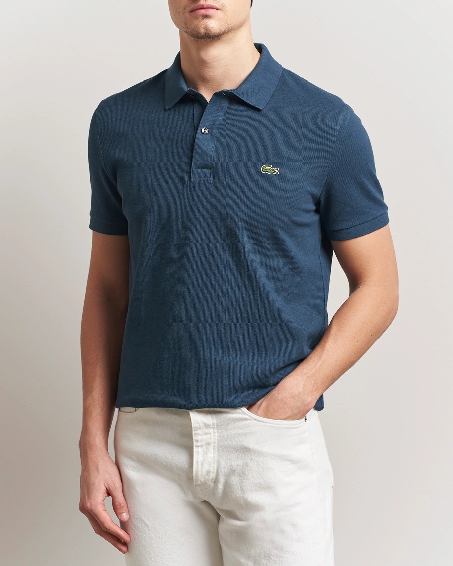L.12.12 Erkek Slim Fit Mavi Polo Yaka T-Shirt