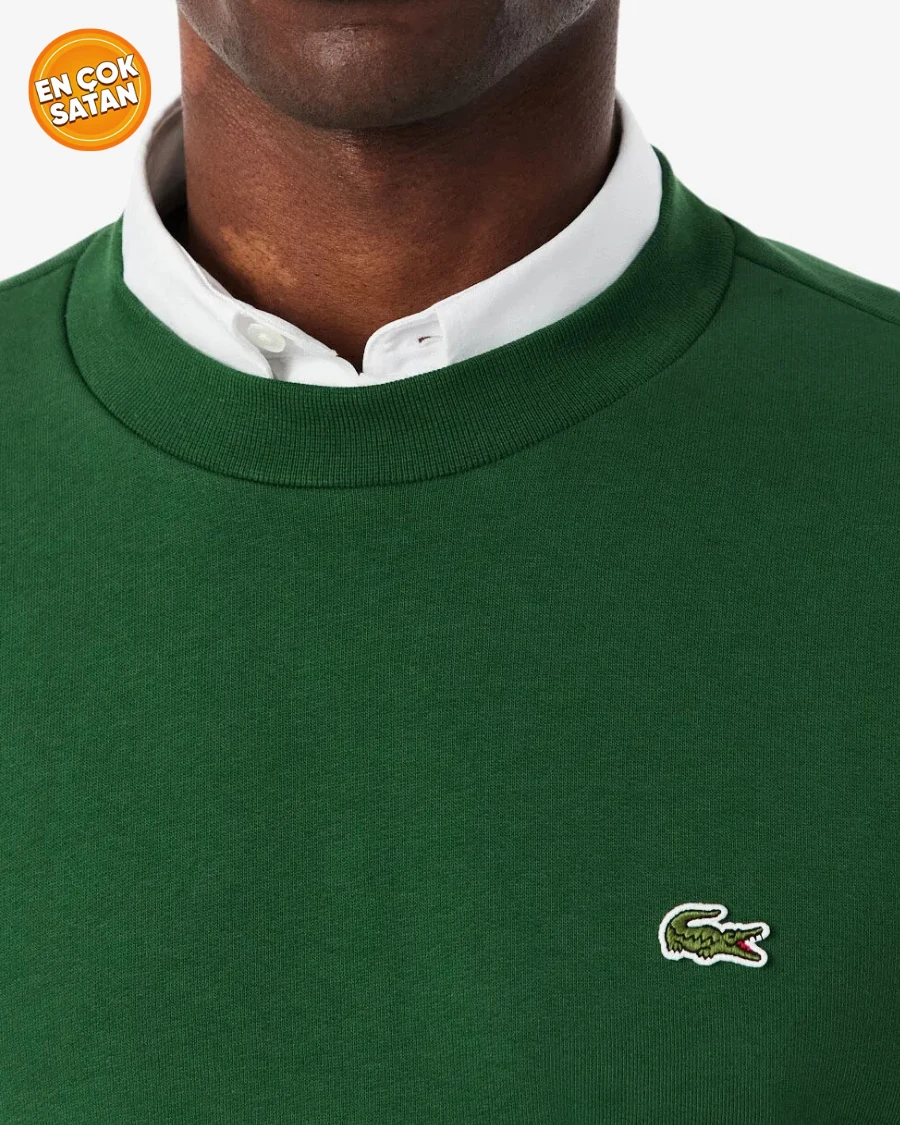 Erkek Classic Fit Bisiklet Yaka Yeşil Sweatshirt