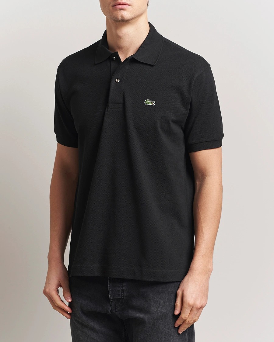 L.12.12 Erkek Klasik Fit Siyah Polo Yaka T-Shirt