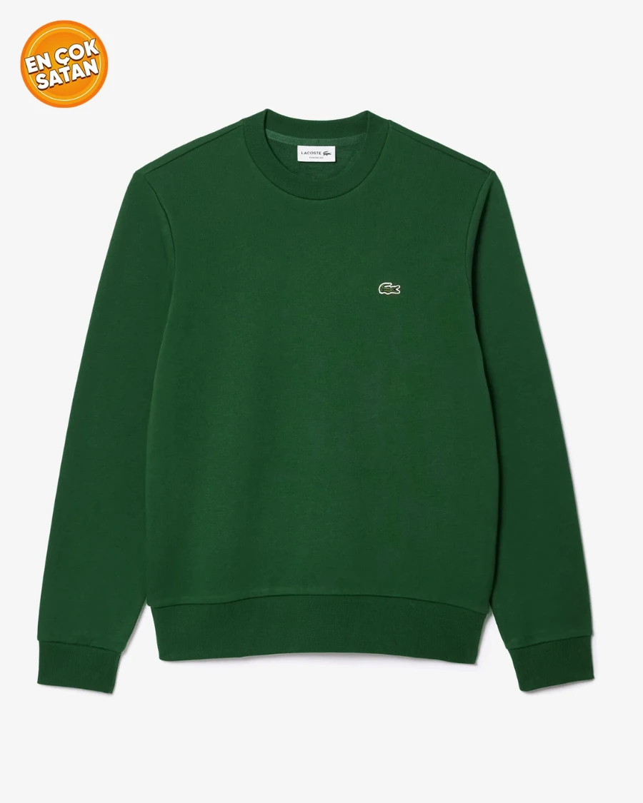 Erkek Classic Fit Bisiklet Yaka Yeşil Sweatshirt