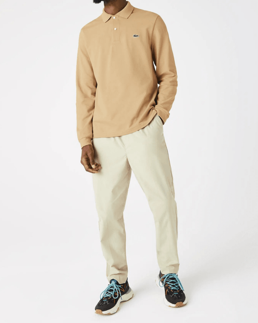 Polo Yaka Erkek Klasik Fit Uzun Kollu Bej Sweatshirt