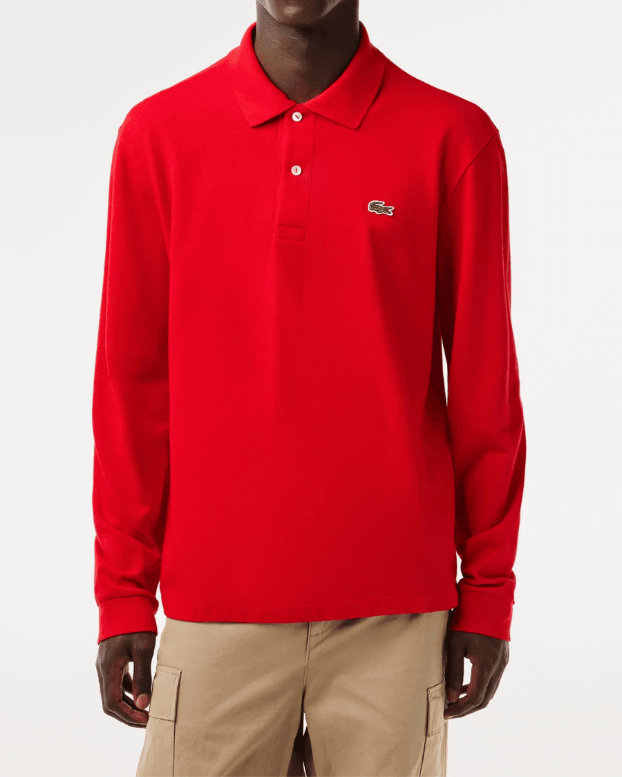 Polo Yaka Erkek Klasik Fit Uzun Kollu Turuncu Sweatshirt