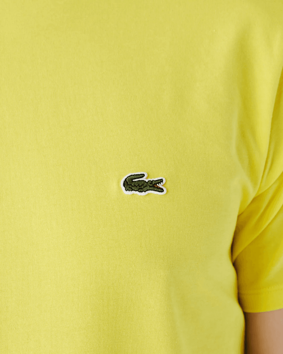 Erkek Klasik Fit Bisiklet Yaka Sarı T-Shirt