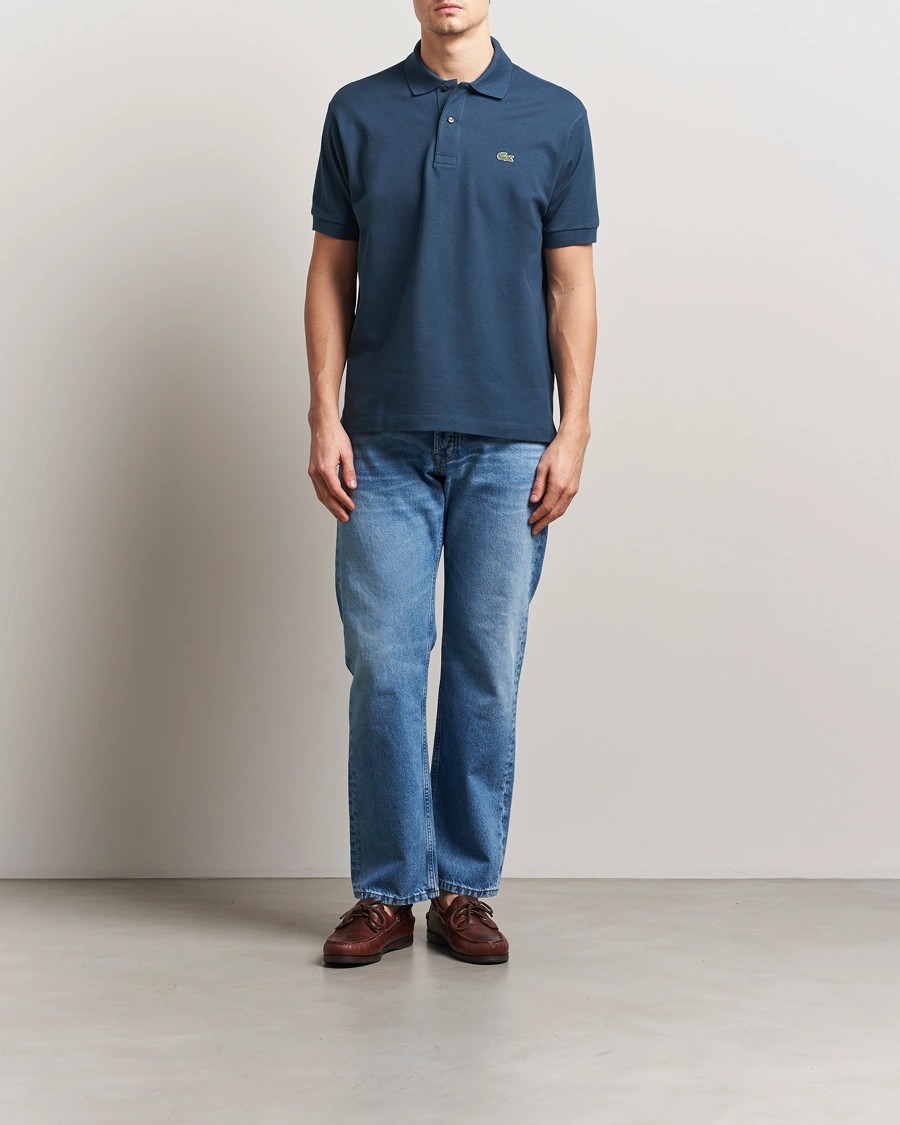 L.12.12 Erkek Klasik Fit Falcon Mavi Polo Yaka T-Shirt