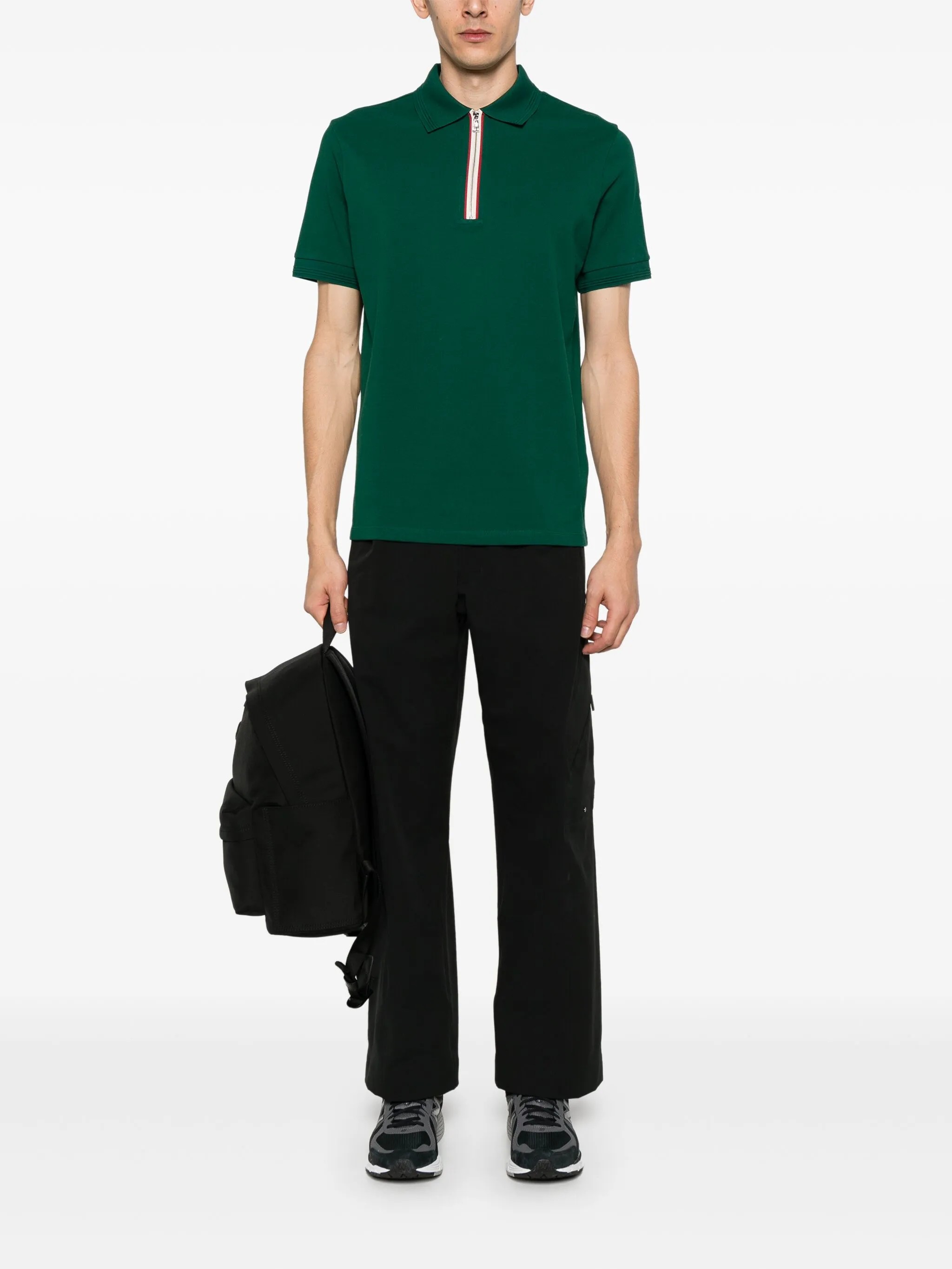 Erkek Patch Logo Polo Yaka T-Shirt Yeşil